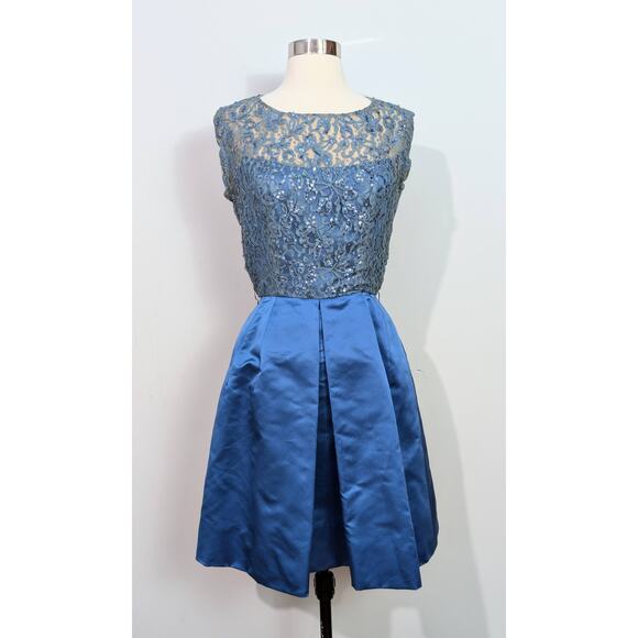 Paul Parnes Blue Lace 50s Dress - Picture 2 of 7